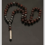 Колие от червено тигрово око и хематит