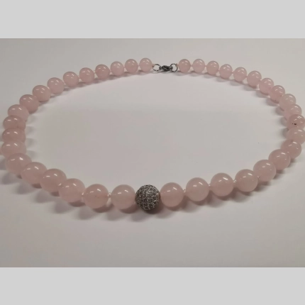 Колие от розов кварц и циркон