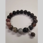 Гривна от турмалин и сребрист циркон