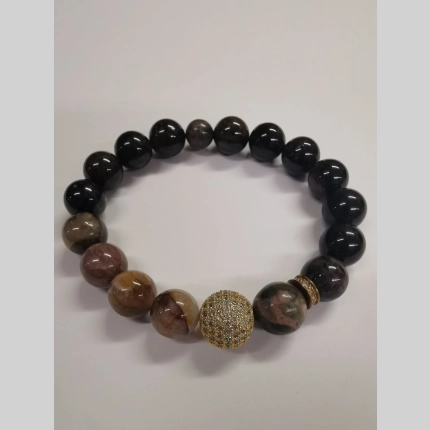 Гривна от турмалин и златист циркон