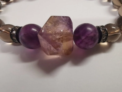 Гривна от опушен кварц и флуорит - Image 2