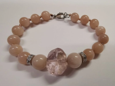 Гривна от лунен камък и аметрин