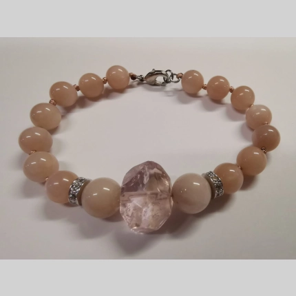 Гривна от лунен камък и аметрин