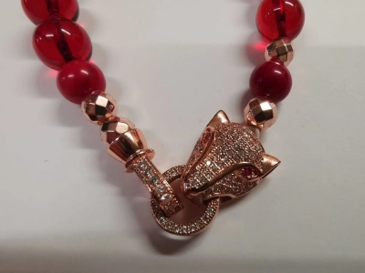 Гривна от червен кехлибар и камъни - Image 2