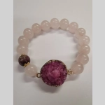Гривна с друза и розов кварц
