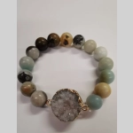 Гривна с друза и амазонит