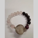 Гривна с друза, розов кварц и турмалин