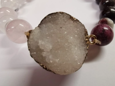 Гривна с друза, розов кварц и турмалин - Image 2