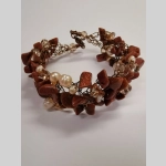 Плетена гривна от кафяв авантюрин