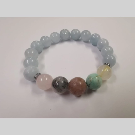 Гривна с аквамарин, рутилов и турмалинов кварц