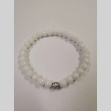 Гривна бял опал и циркон