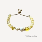 Дамска гривна от цитрин с перла и кехлибар