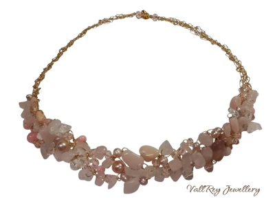 Плетено колие от розов опал - Image 4