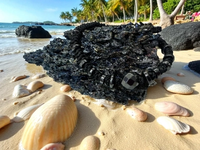 Гривна с тибетски възел и хематит - Image 3