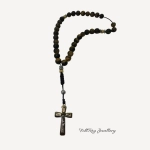 Броеница от червено тигрово око и черна перла