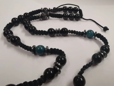 Мъжко колие с апатит, оникс и сив опал - Image 2